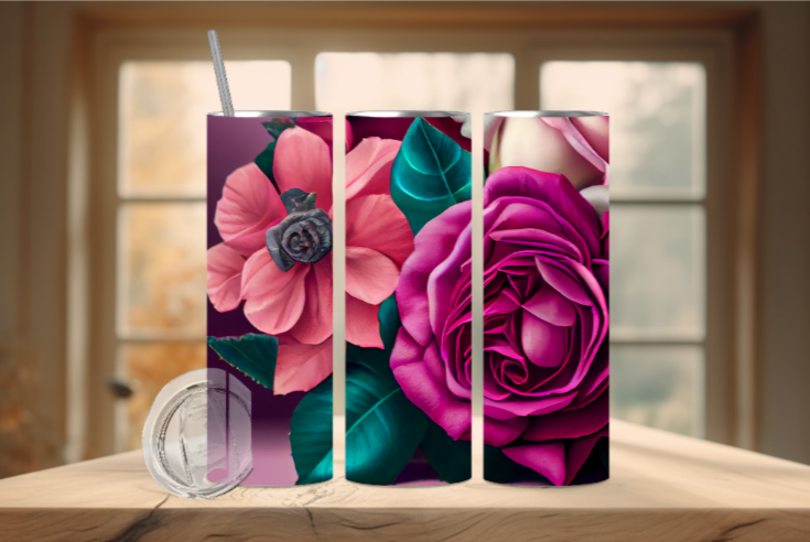 3D Floral Tumbler
