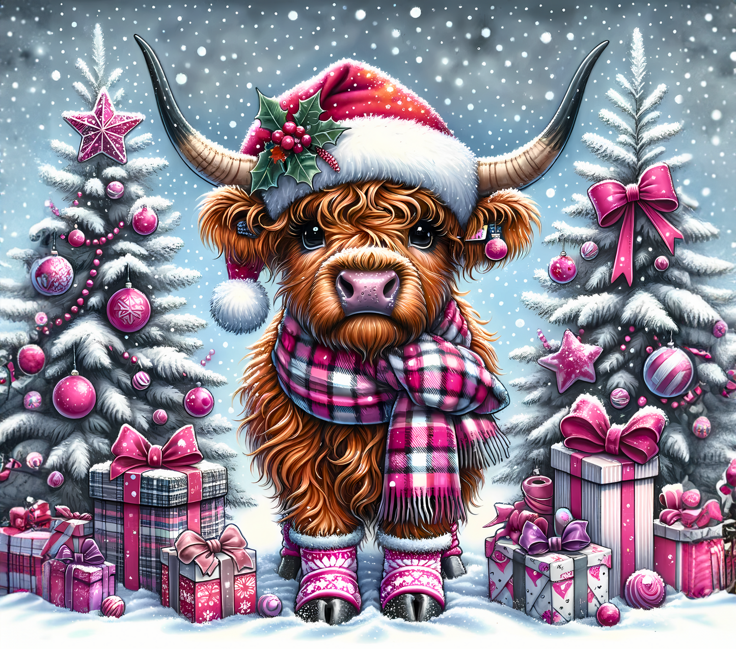 Christmas Cow in Pink
